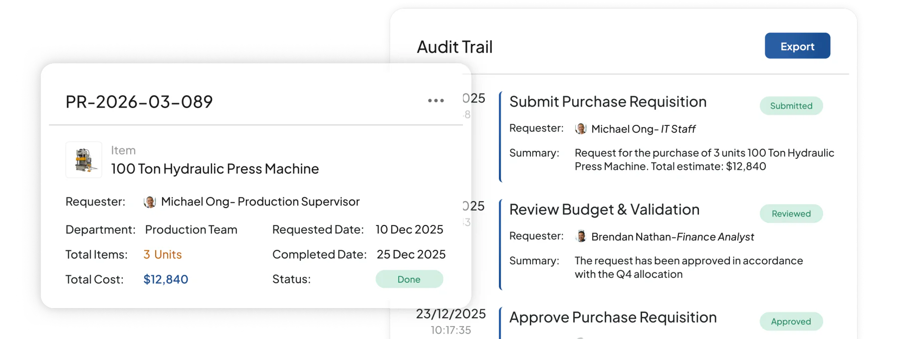 procurement software feature image for Audit Trail On Every Decision