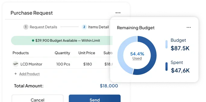 Fitur Pengecekan Anggaran Sebelum Diproses pada software procurement HashMicro