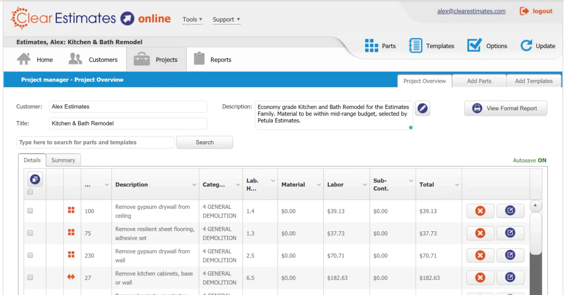 Clear Estimates Construction Estimating Software