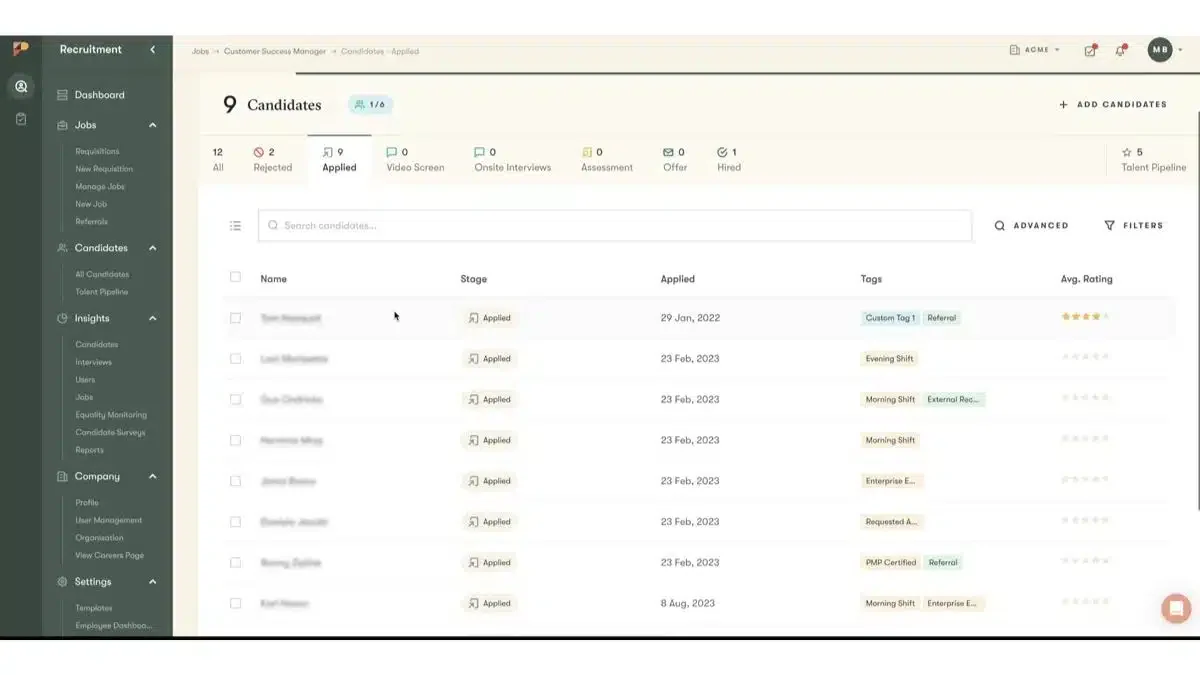 Pinpoint recruitment software
