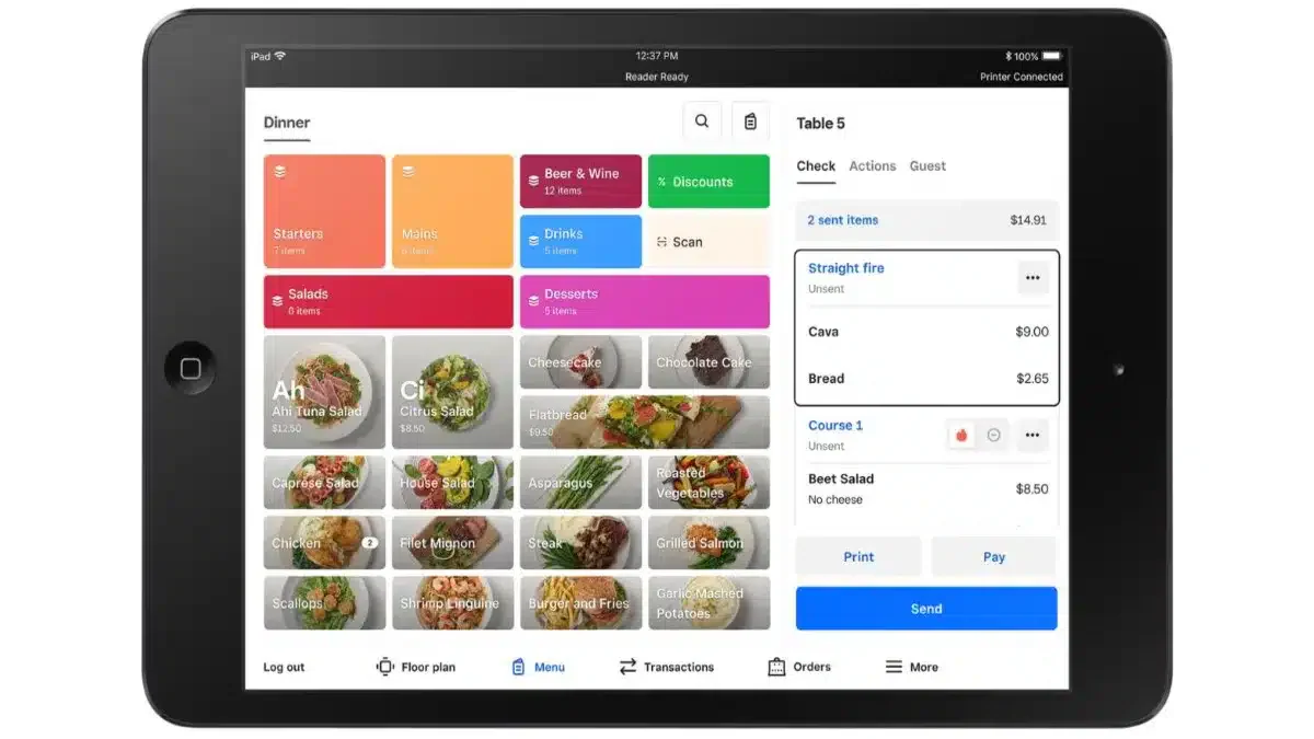 Square pos system for restaurant