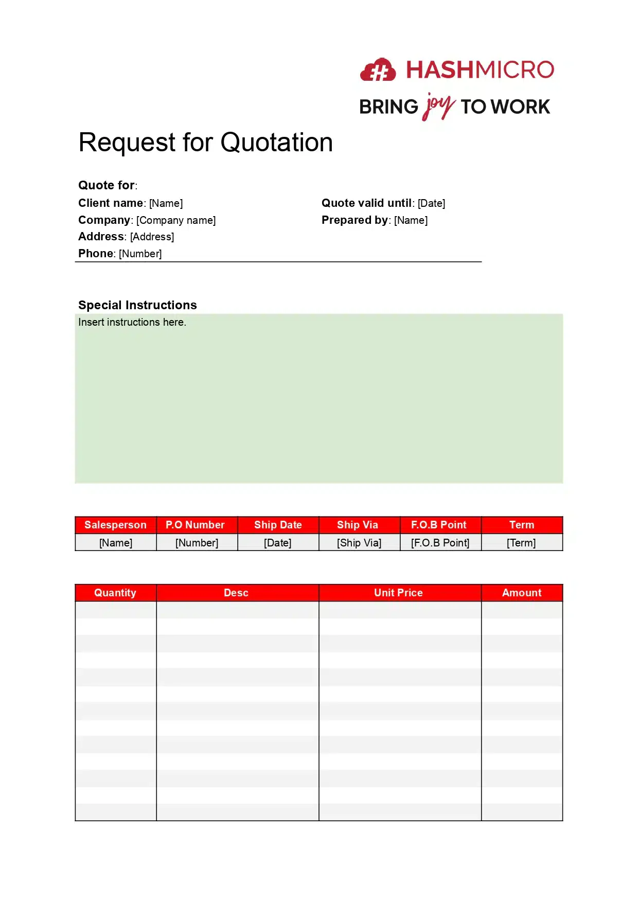 rfq template 