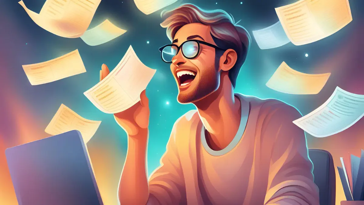 when you're staring at list of invoices at your laptop screen with awe and joy which visible from the eye expression