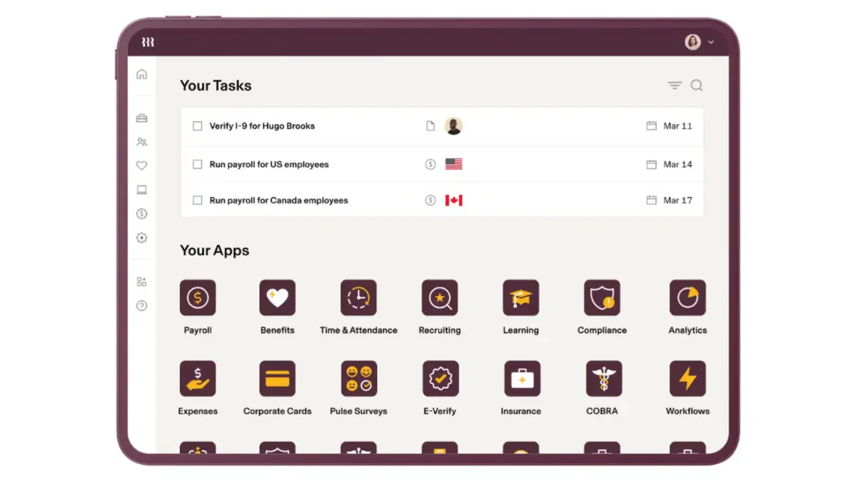 tampilan dashboard task di rippling