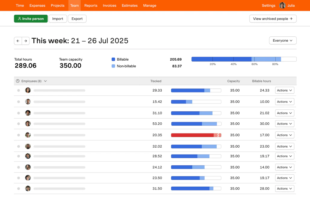 Harvest-productivity-tracking-software