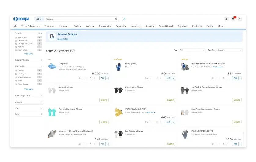 Coupa purchasing system software