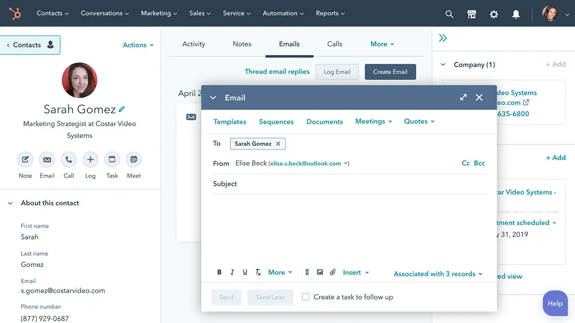 HubSpot client management software