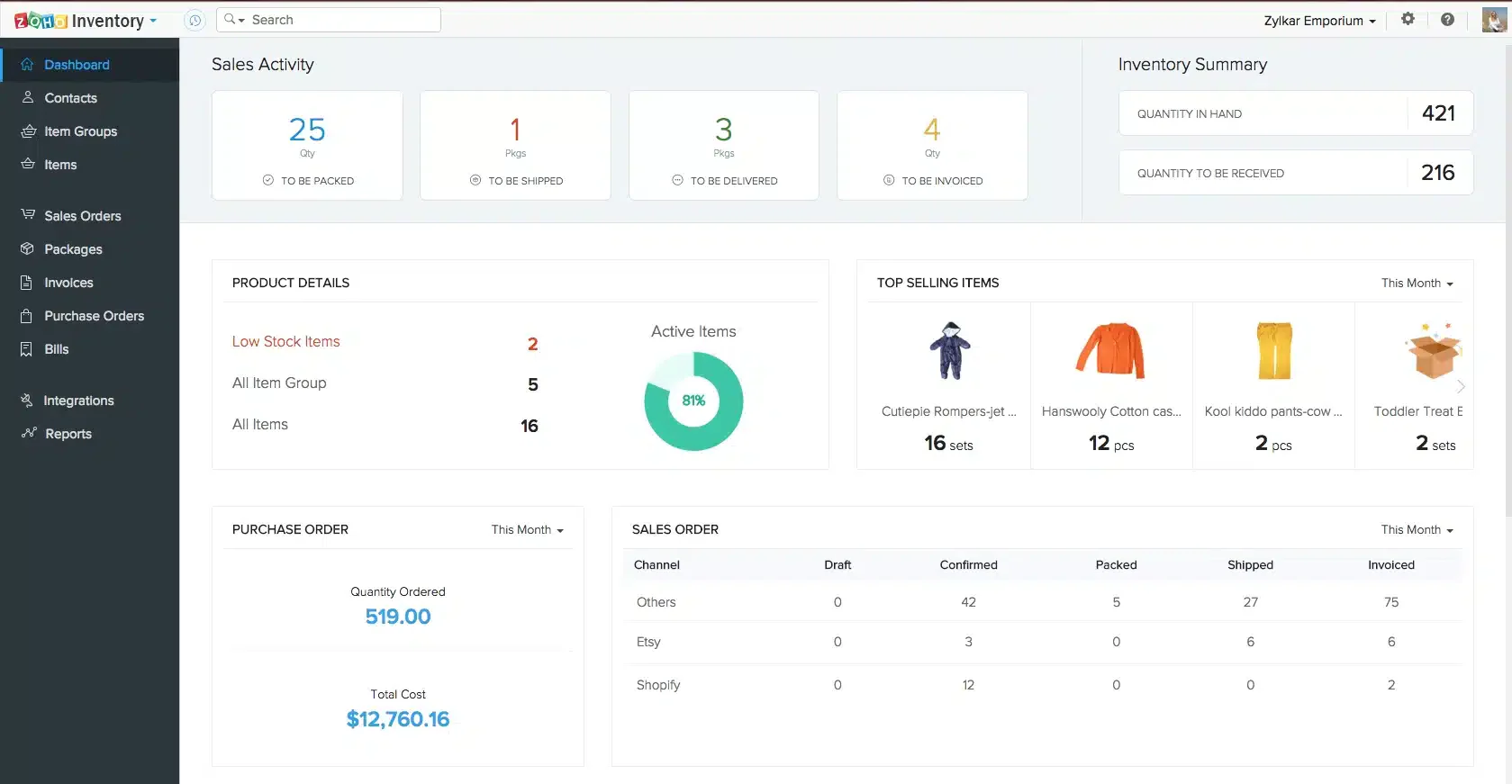 zoho Restaurant Inventory Software