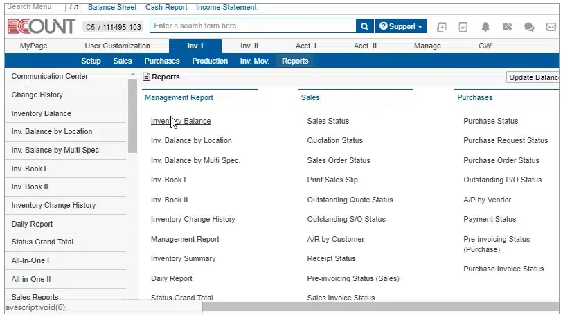 ecount procurement management software
