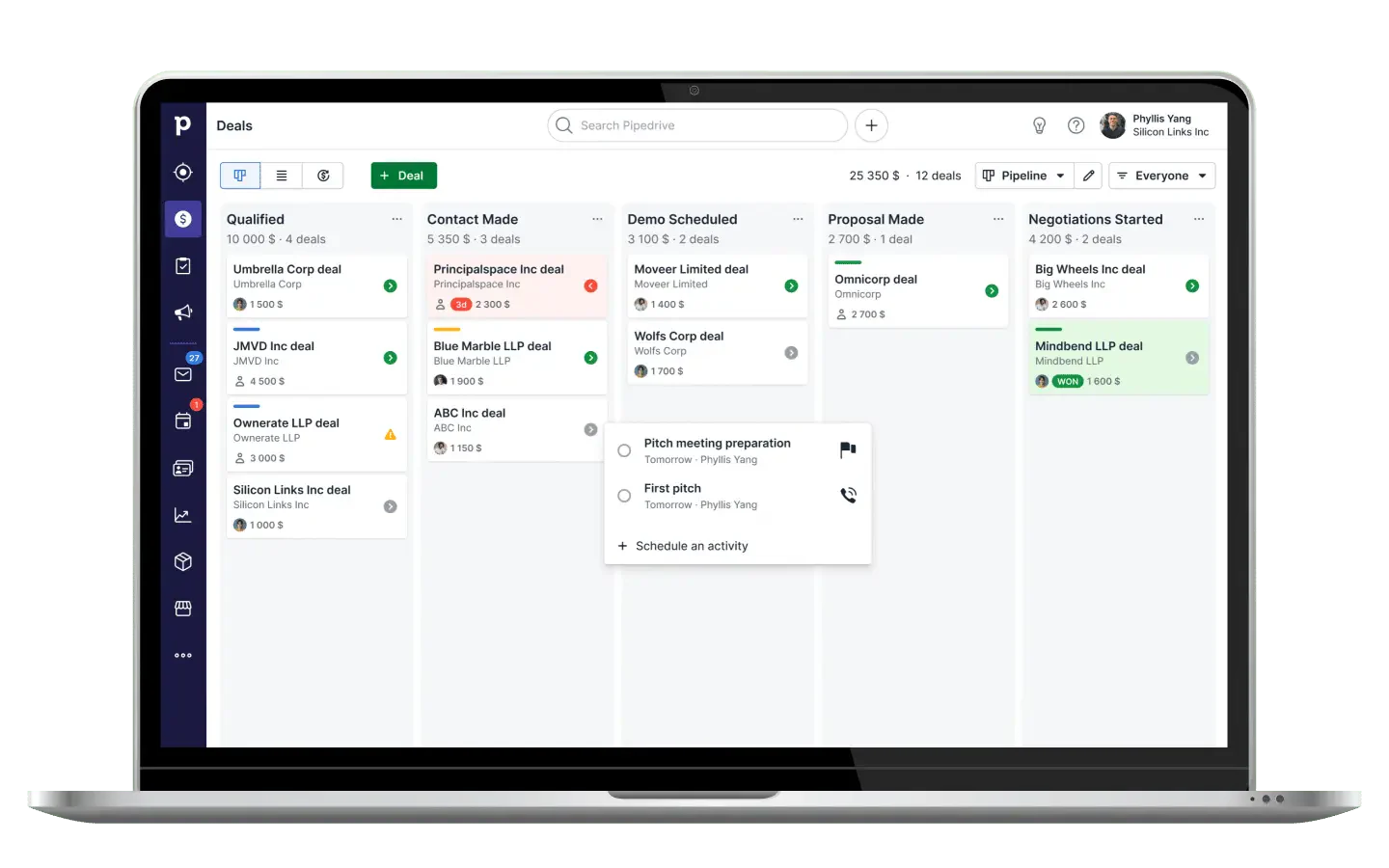 Pipedrive client management system