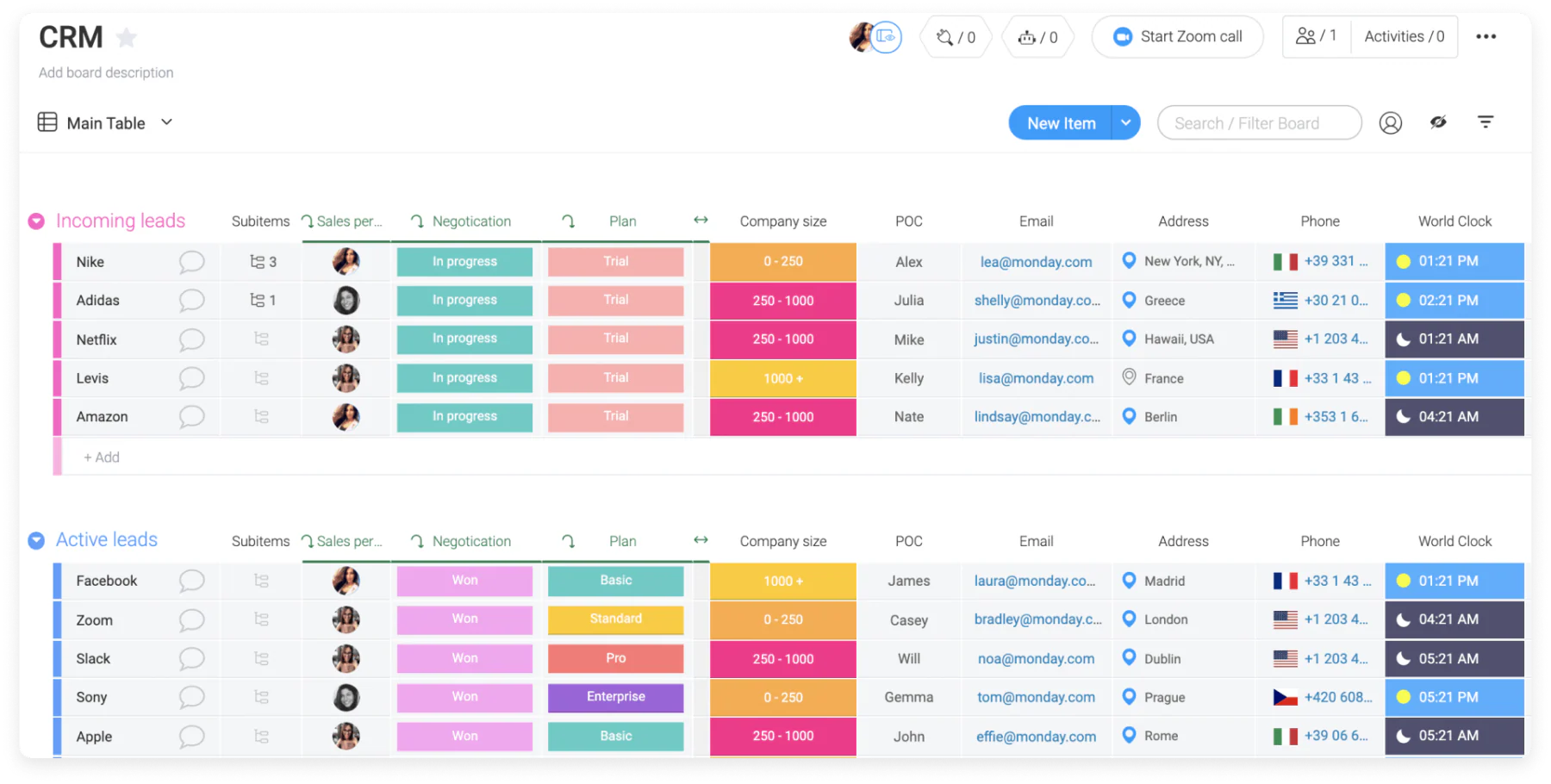 Monday.com client management software