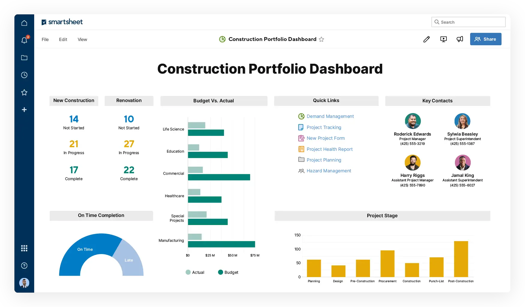 Smartsheet construction erp software