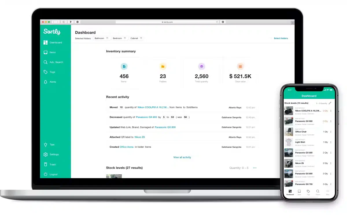 Sortly retail inventory management software