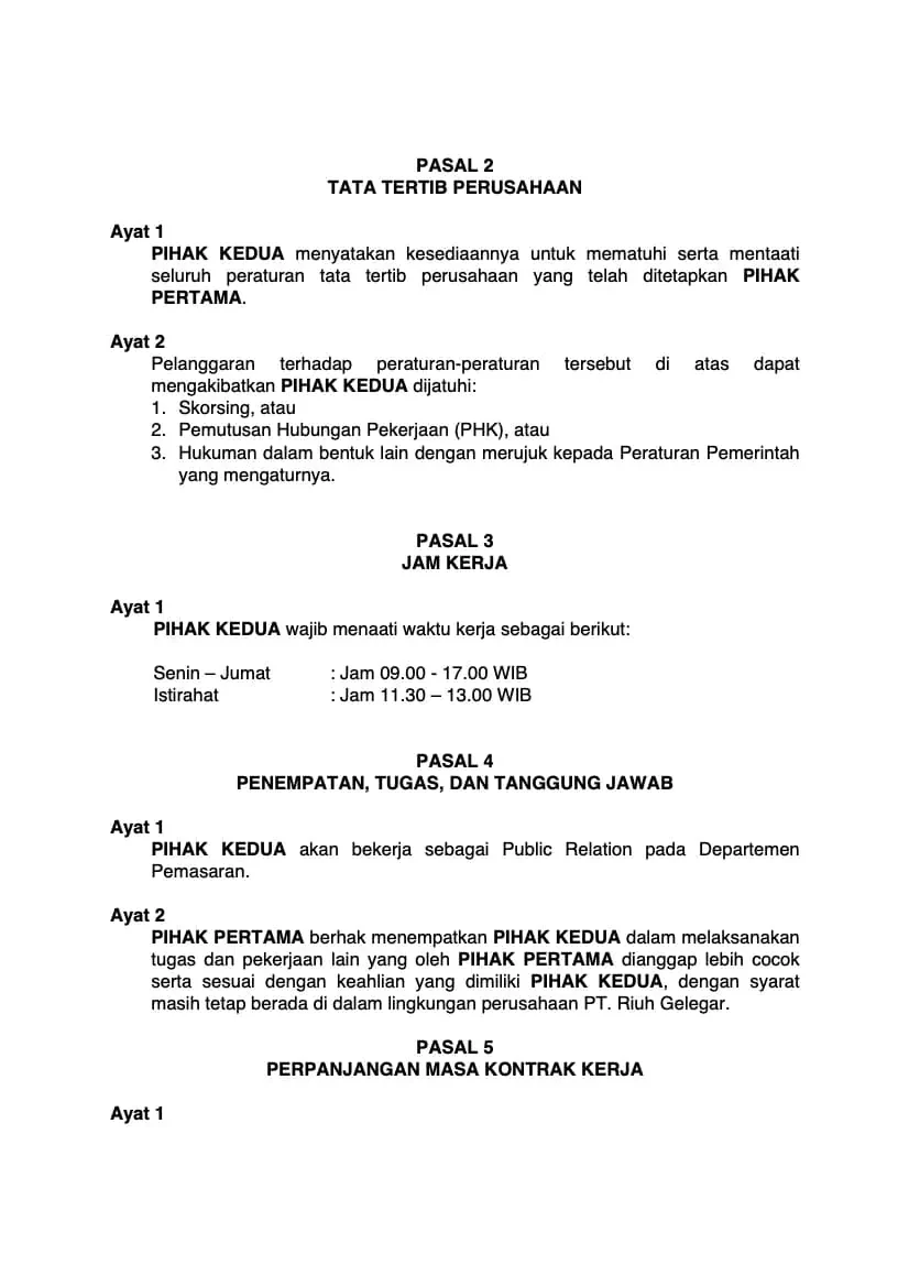 Contoh PKWT 