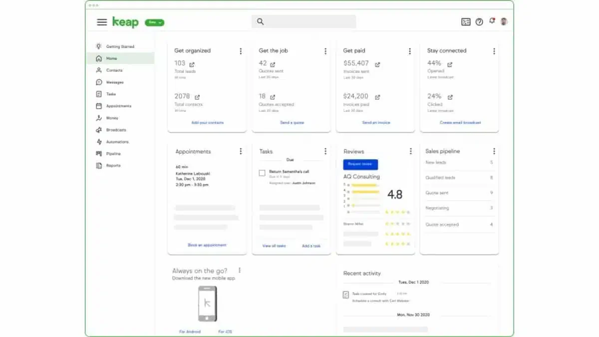 keap lead management software