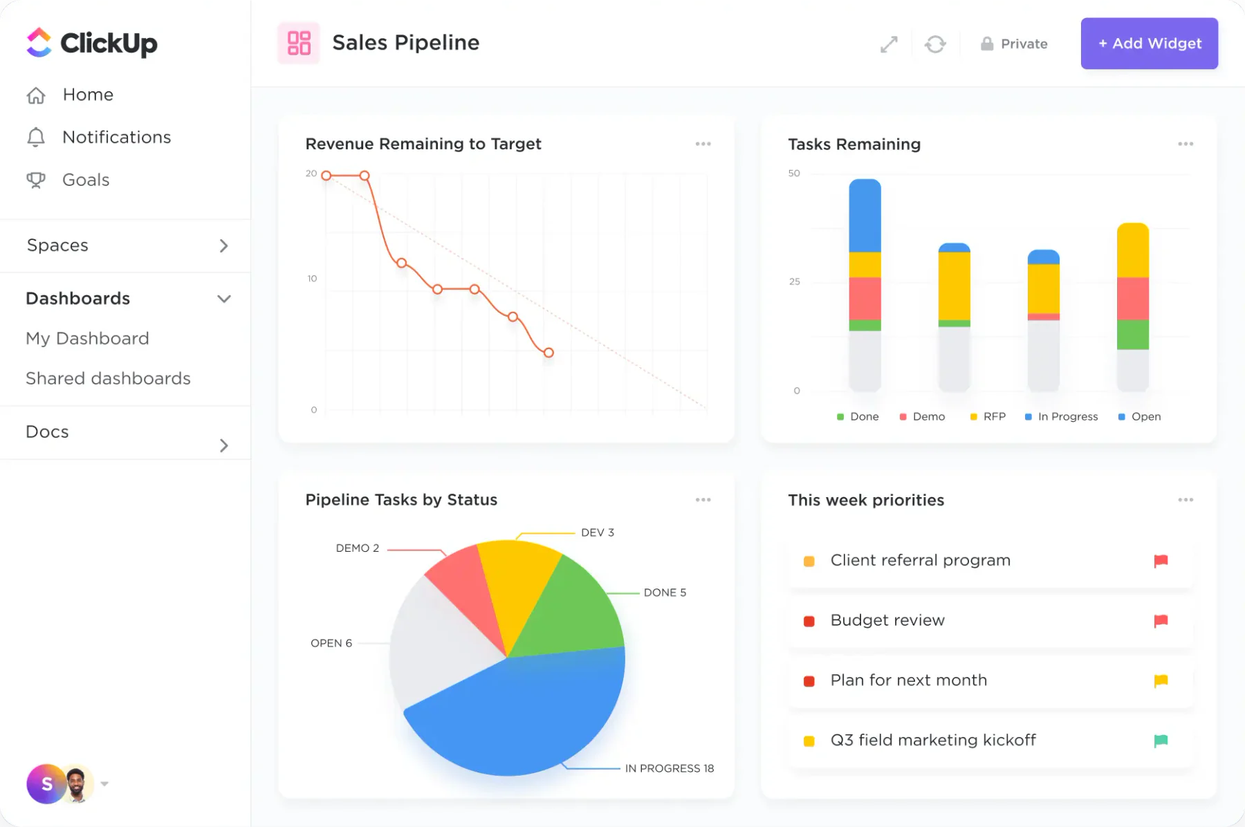 ClickUp client management software