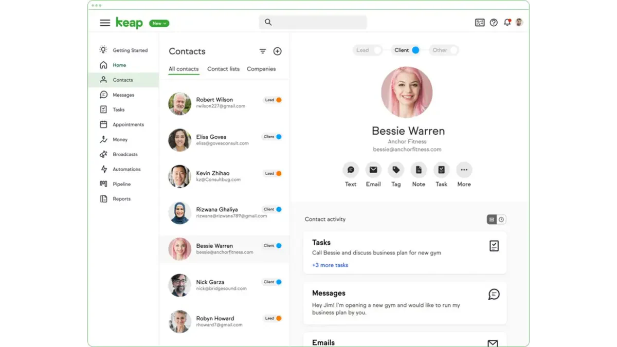 Keap sales performance management software