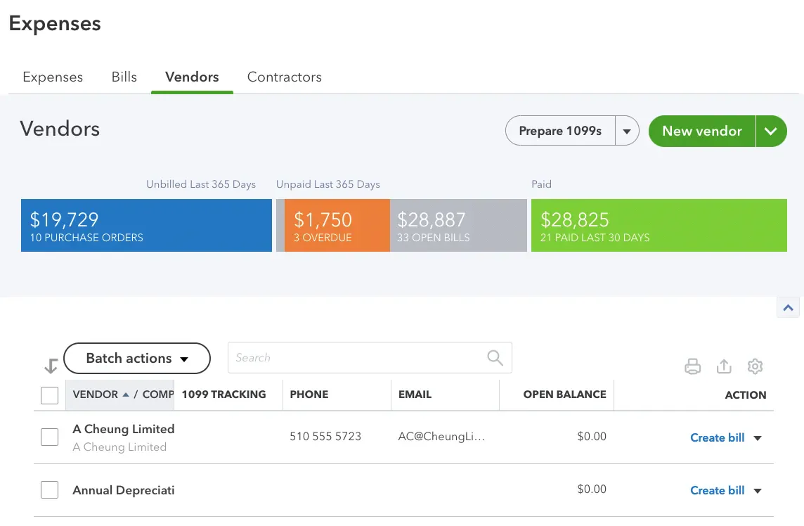quickbooks Vendor Management Software