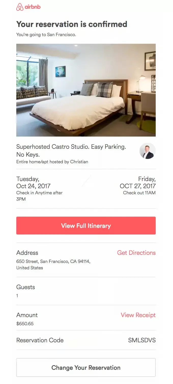 air bnb booking confirmation