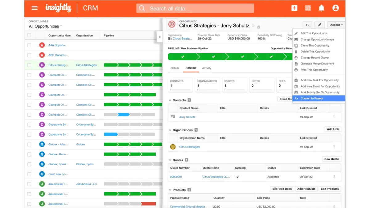 insightly sales software