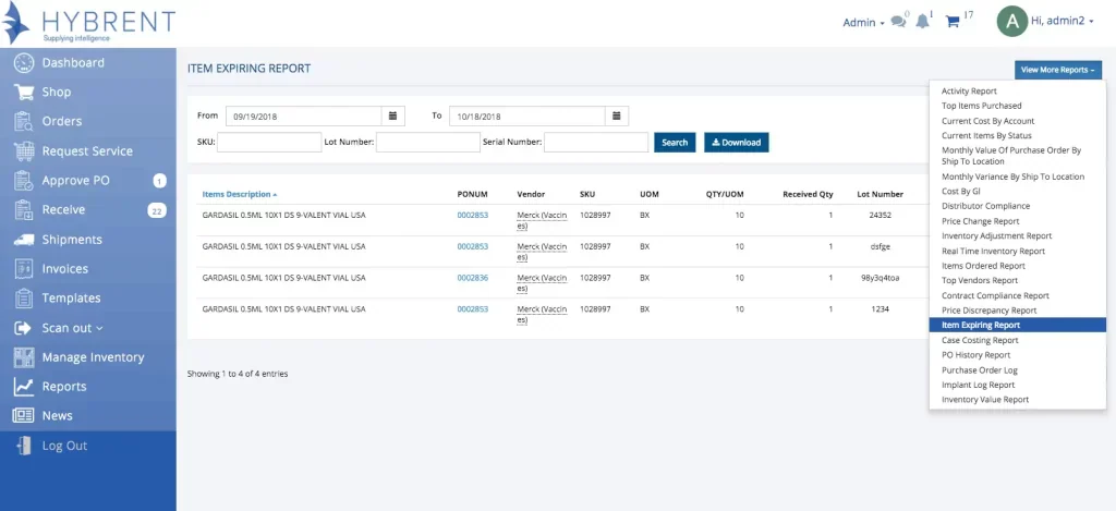 Hybrent medical inventory software