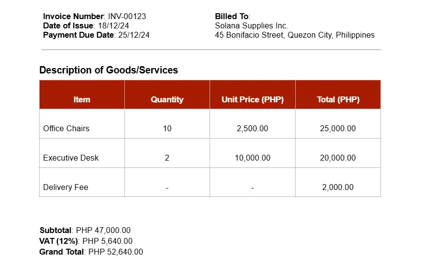 invoice sample