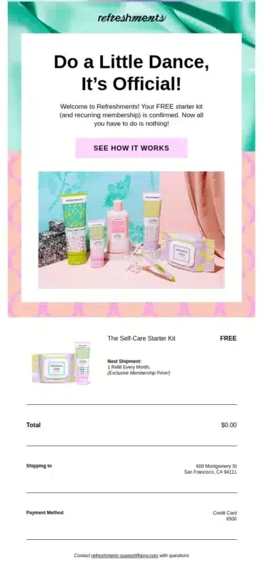 example email confirmation Ipsy