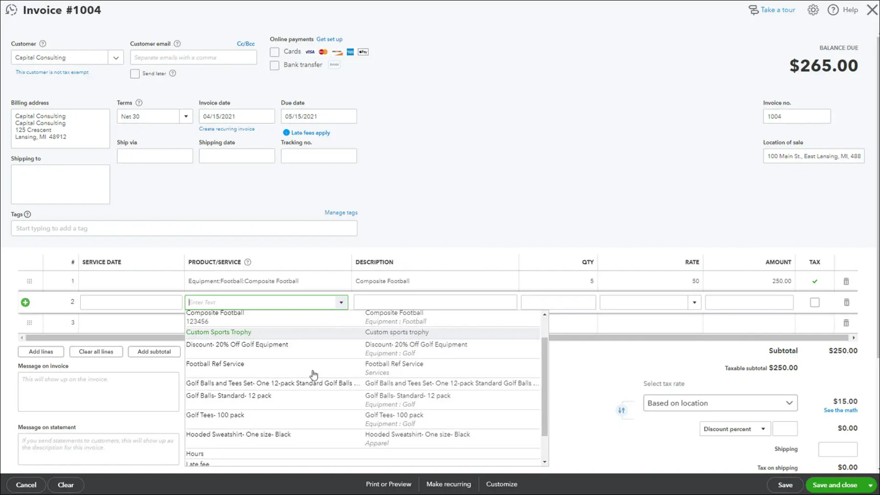 quickbooks invoice software