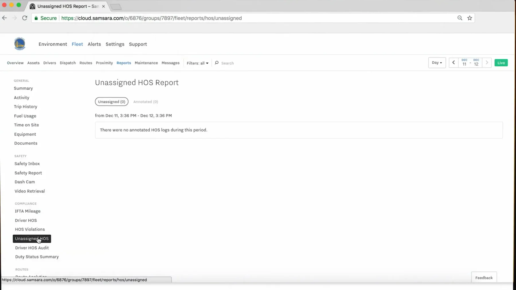 samsara dashboard