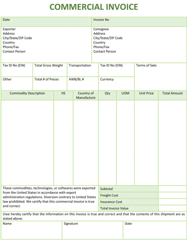 Sales Invoice Commercial