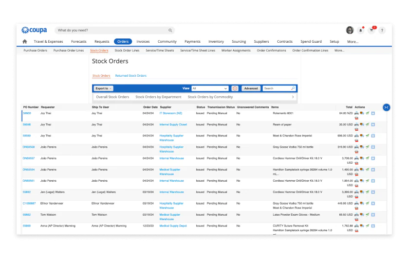 coupa procurement software