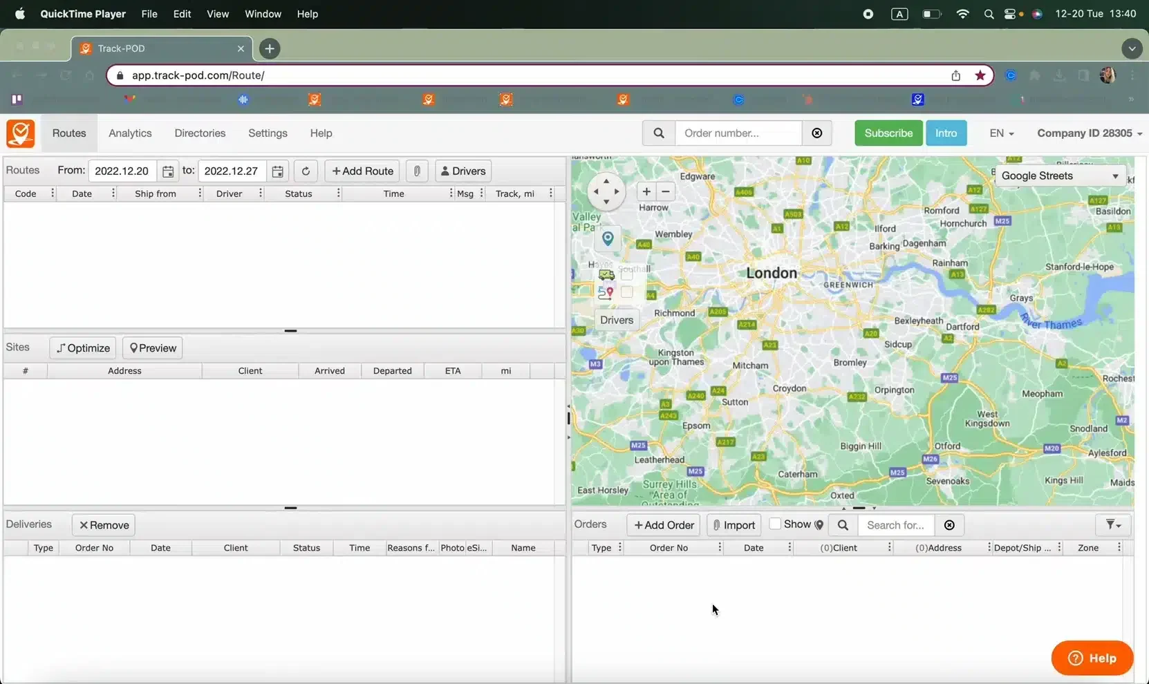 track pod dashboard
