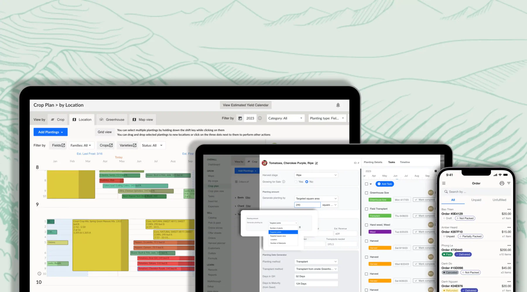 Tend crop management software