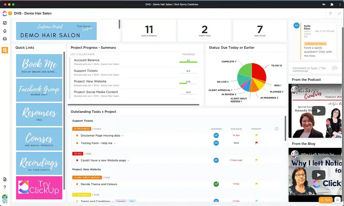 clickup client software crm retail