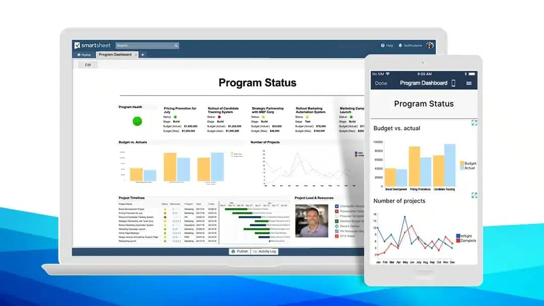 tampilan dashboard software RAB smartsheet