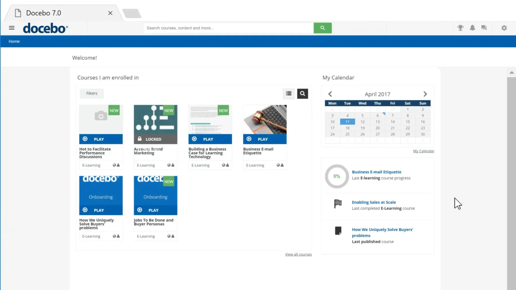 docebo dashboard