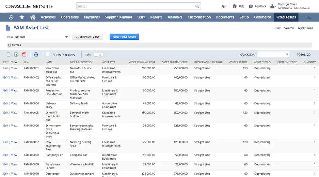 oracle netsuite asset management software