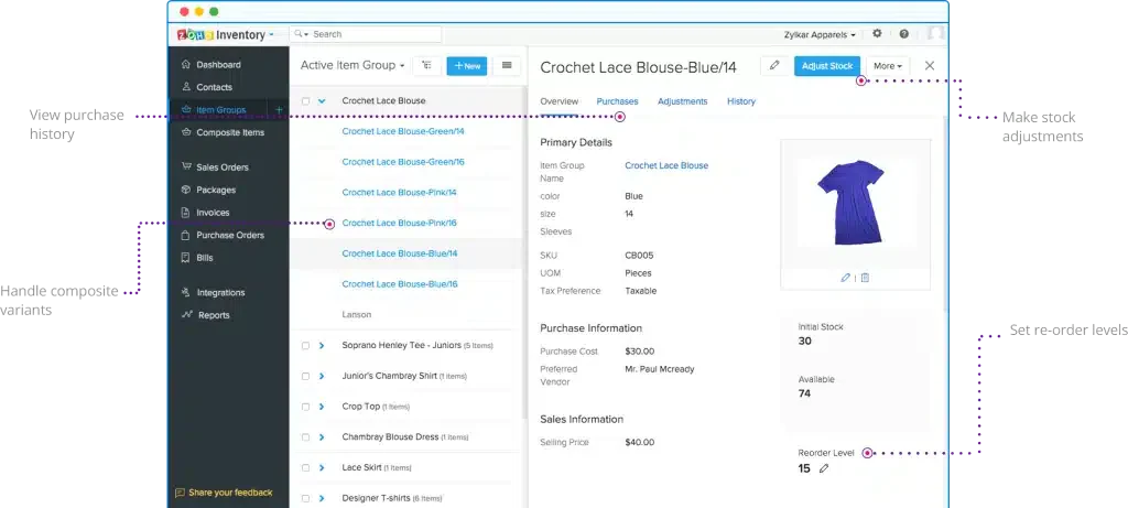 zoho inventory management software