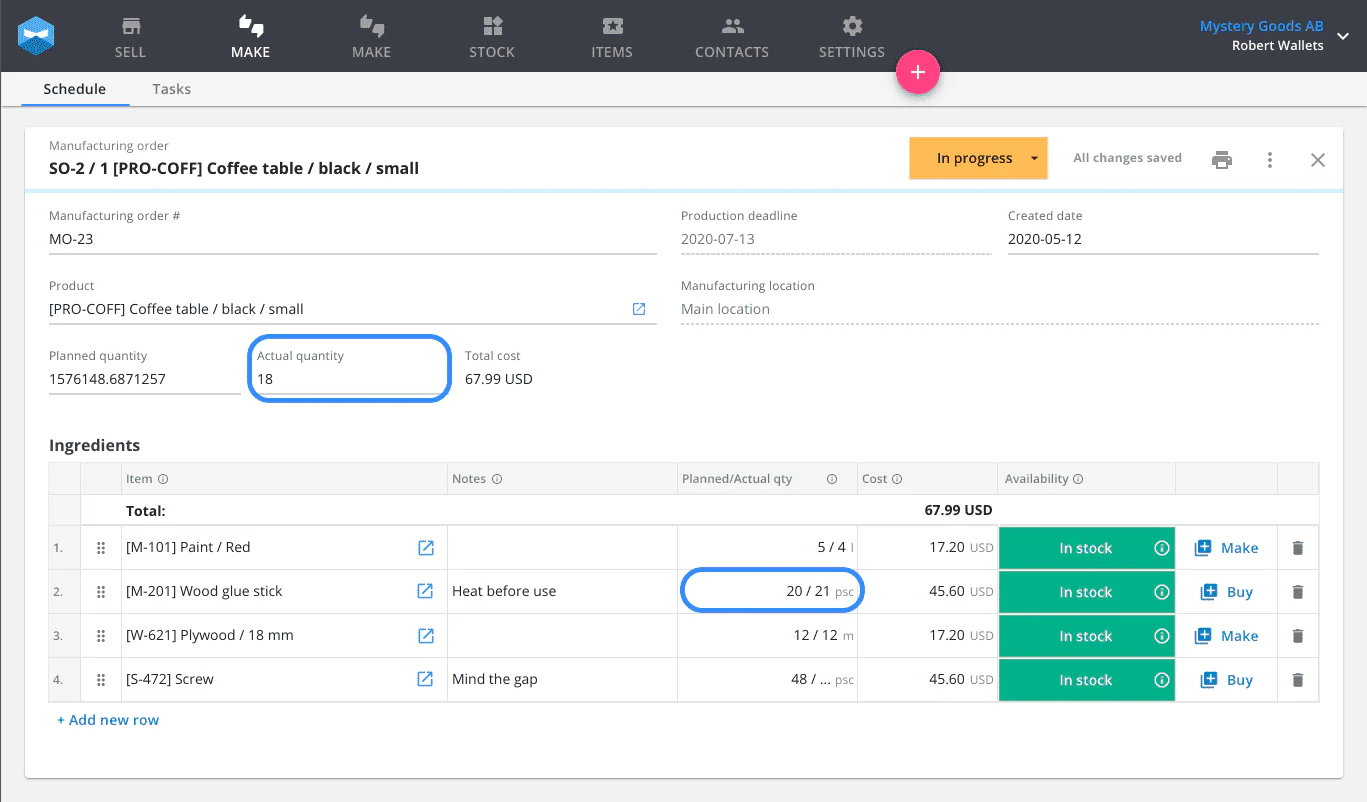 Katana MRP manufacturing inventory software