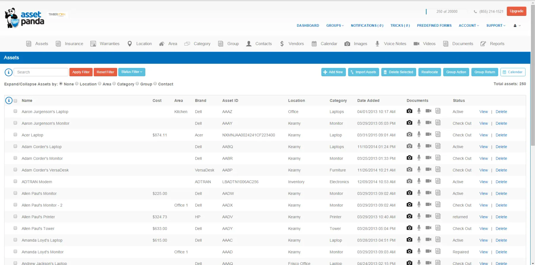 Asset Panda asset management software