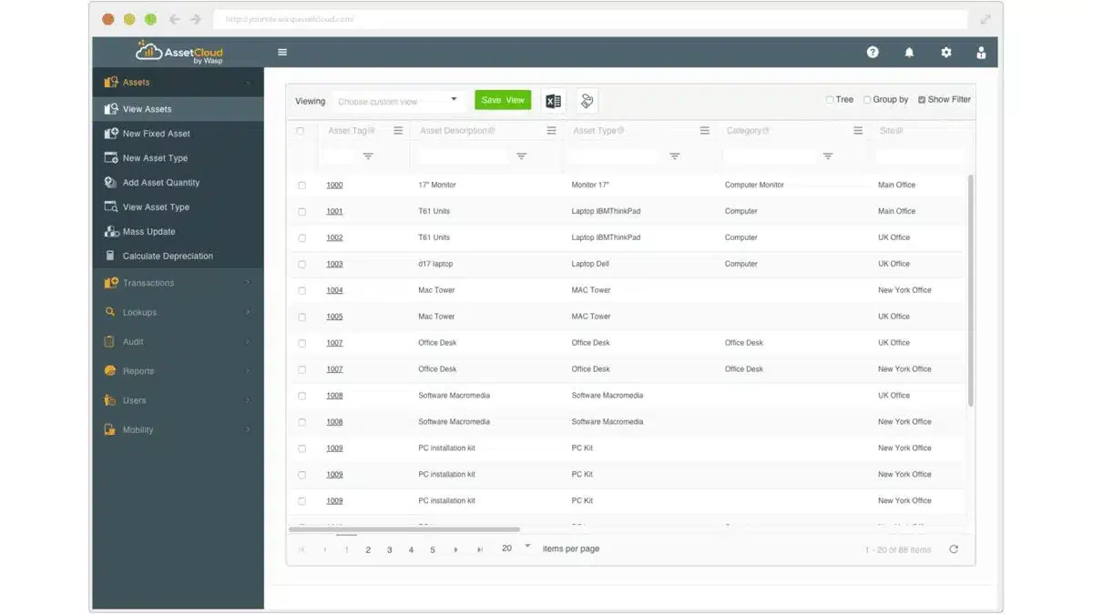 Wasp asset tracking software