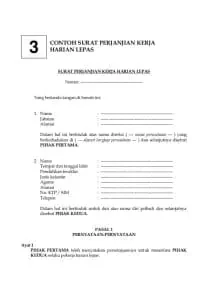 Contoh surat perjanjian pekerja lepas