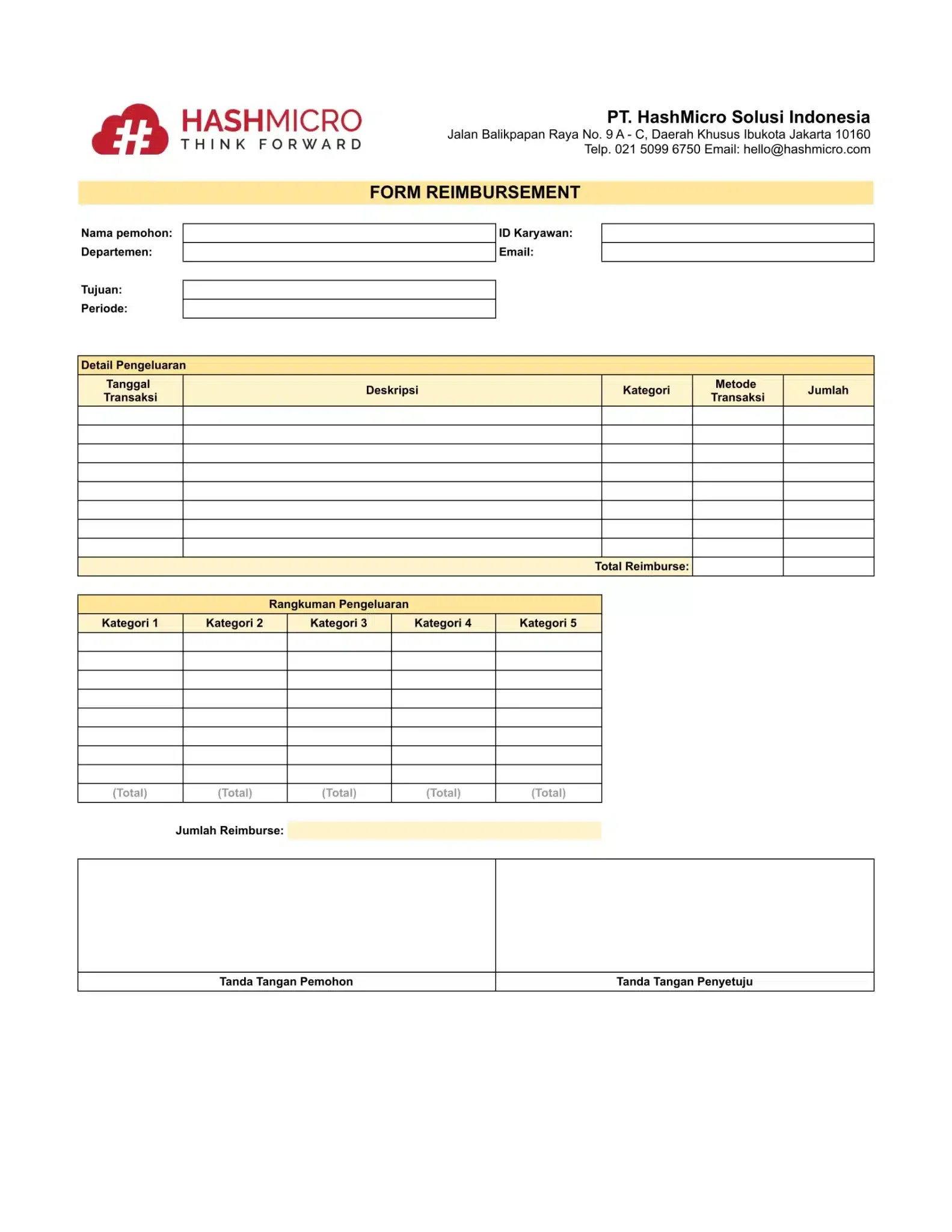 Form reimbursement excel