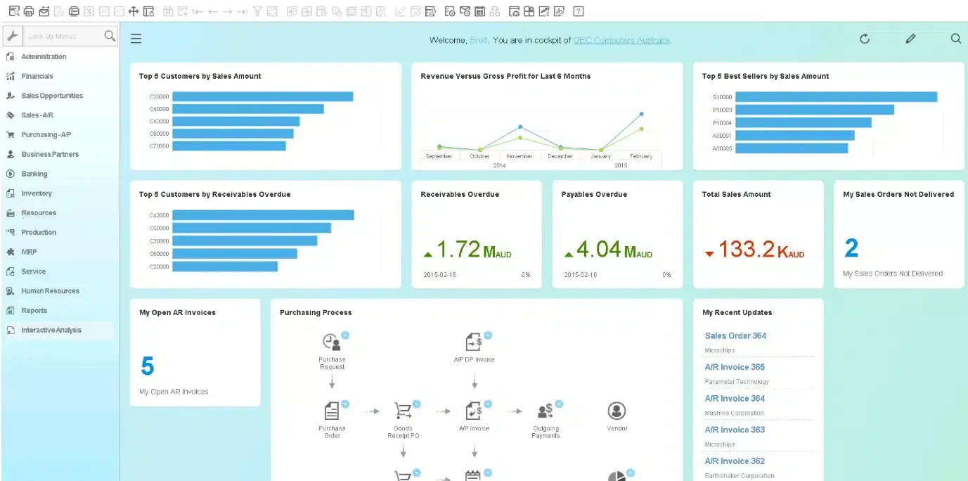 sap business one dashboard
