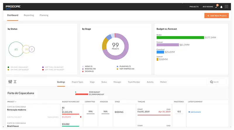 procore construction project management software