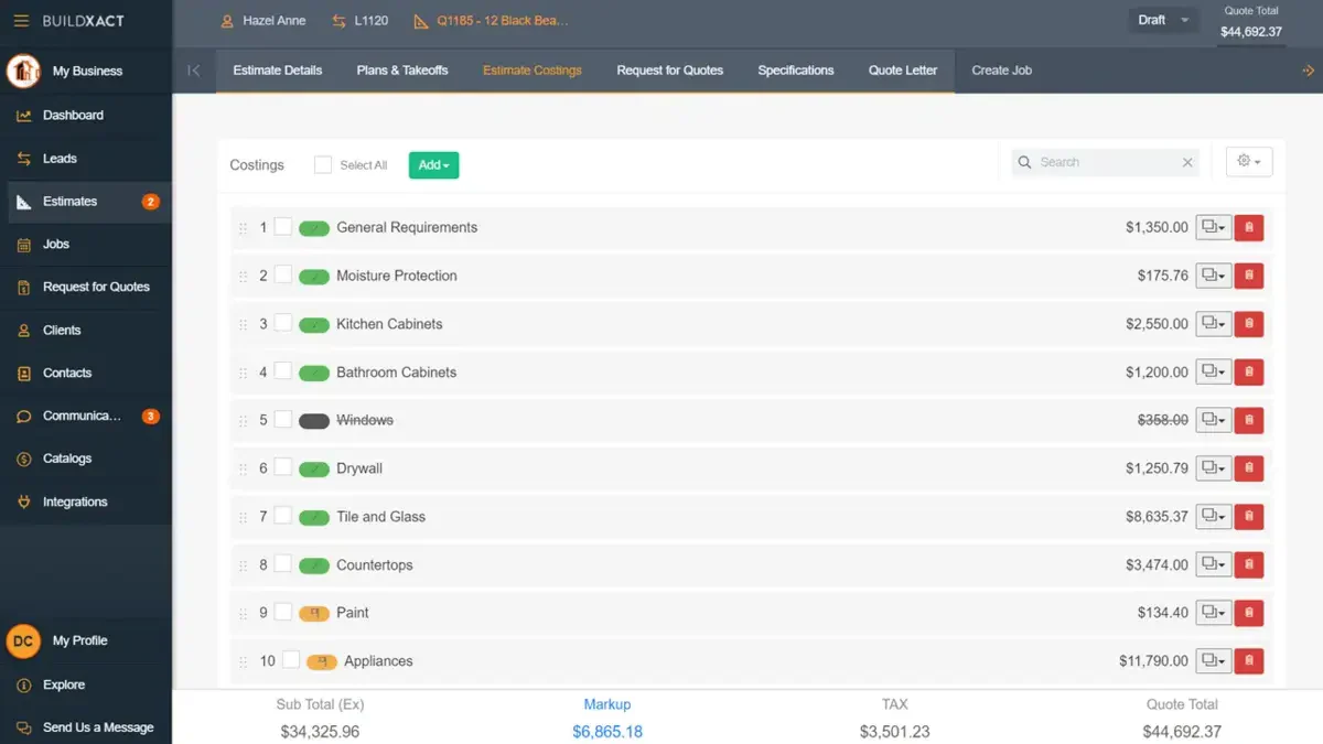 BuildXAct Construction Estimating Software