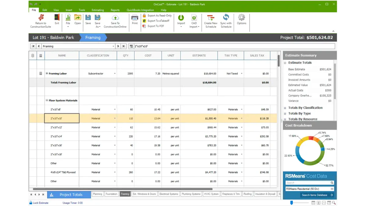 uda construction estimating software