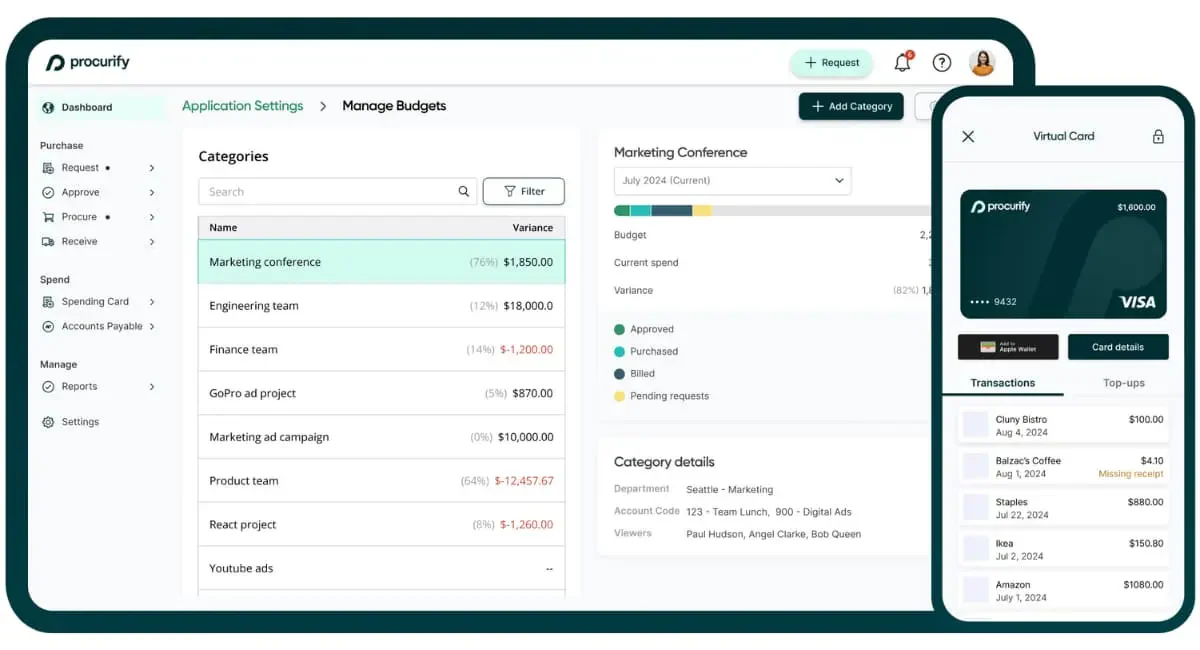 Procurify Manufacturing Procurement Software