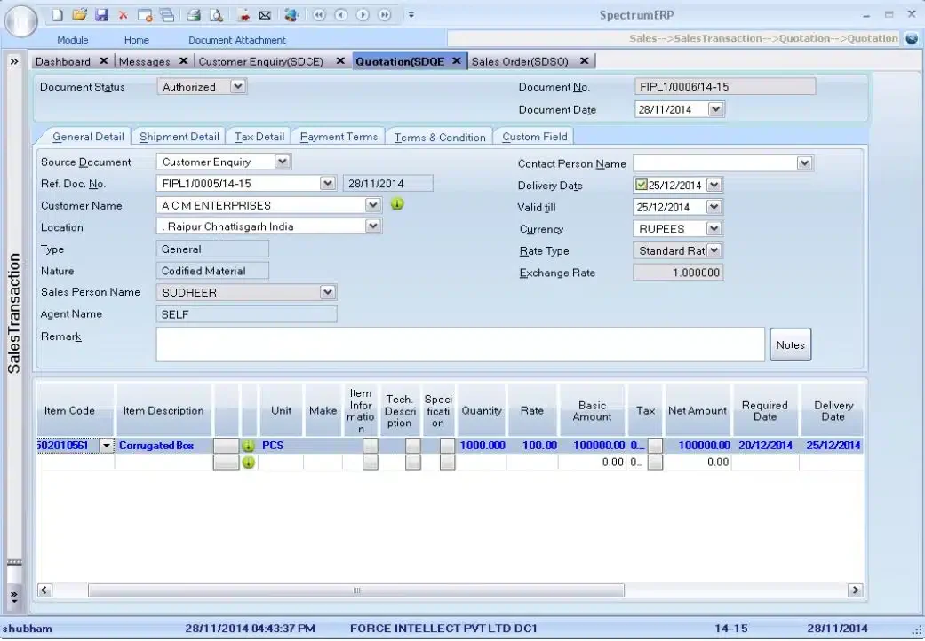 Spectrum ERP