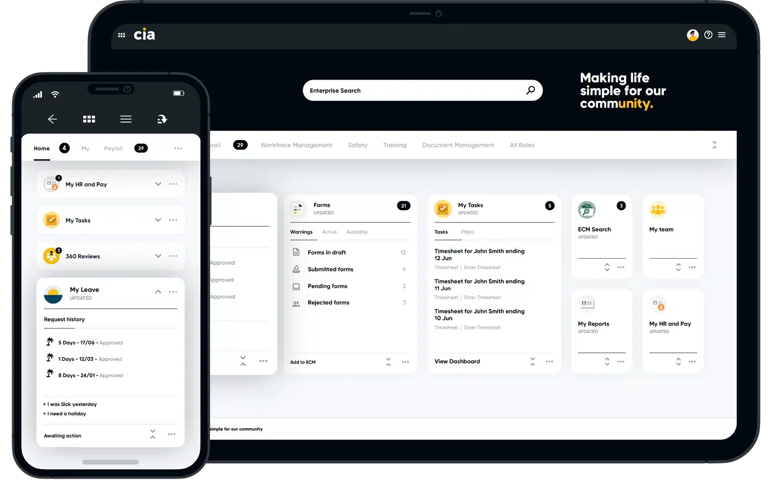 TechnologyOne erp dashboard
